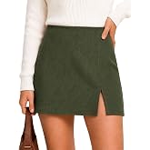 Micoson Corduroy Mini Skirt for Women Low Waist Skort with Built-in Shorts | Loose Fit, Side Split Skirts, Fall Clothes, Winter Outfits, Soft Stretch Micro Skorts for Travel, Work, Daily Wear, Shopping