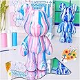 Coniuty DIY Creative Blank Painting Fluid Bear Figure Kit, Multicolor Mix Paint Design For Home Decoration (Pink, Fluid Bear)