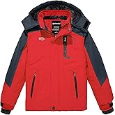 Wantdo Boy's Waterproof Ski Jacket Fleece Snowboarding Jackets Warm Thick Winter Coat Hooded Raincoats