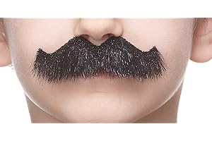 Mustaches Self Adhesive Rocking Grandpa's Fake Mustache for Kids, Novelty, Small False Facial Hair, Costume Accessory for Children, Black Lustrous Color