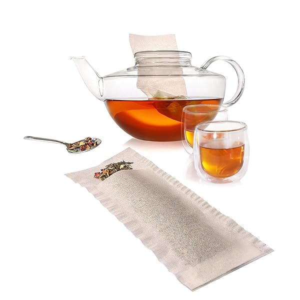 FINUM DISPOSABLE PAPER TEA FILTER BAGS FOR LOOSE TEA, BROWN, LARGE, 100 COUNT