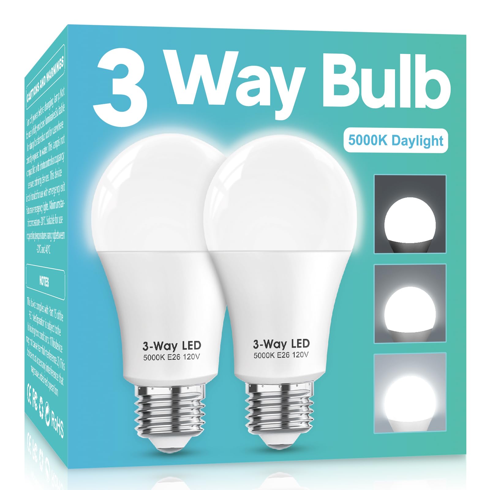 Photo 1 of *USED*
Gonhom 3 Way LED Light Bulbs 50 100 150W Equivalent, Daylight White 5000K 3 Way Light Bulbs, A19 Three Way Light Bulb,E26 Base LED Light Bulb for Reading,Living Room-2 Pack