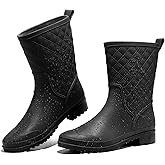 HISEA Rain Boots for Women, Lightweight Fashion Rubber Boots Mid Height Waterproof Garden Shoes Women's Rain Footwear