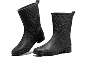 HISEA Rain Boots for Women, Lightweight Fashion Rubber Boots Mid Height Waterproof Garden Shoes Women's Rain Footwear