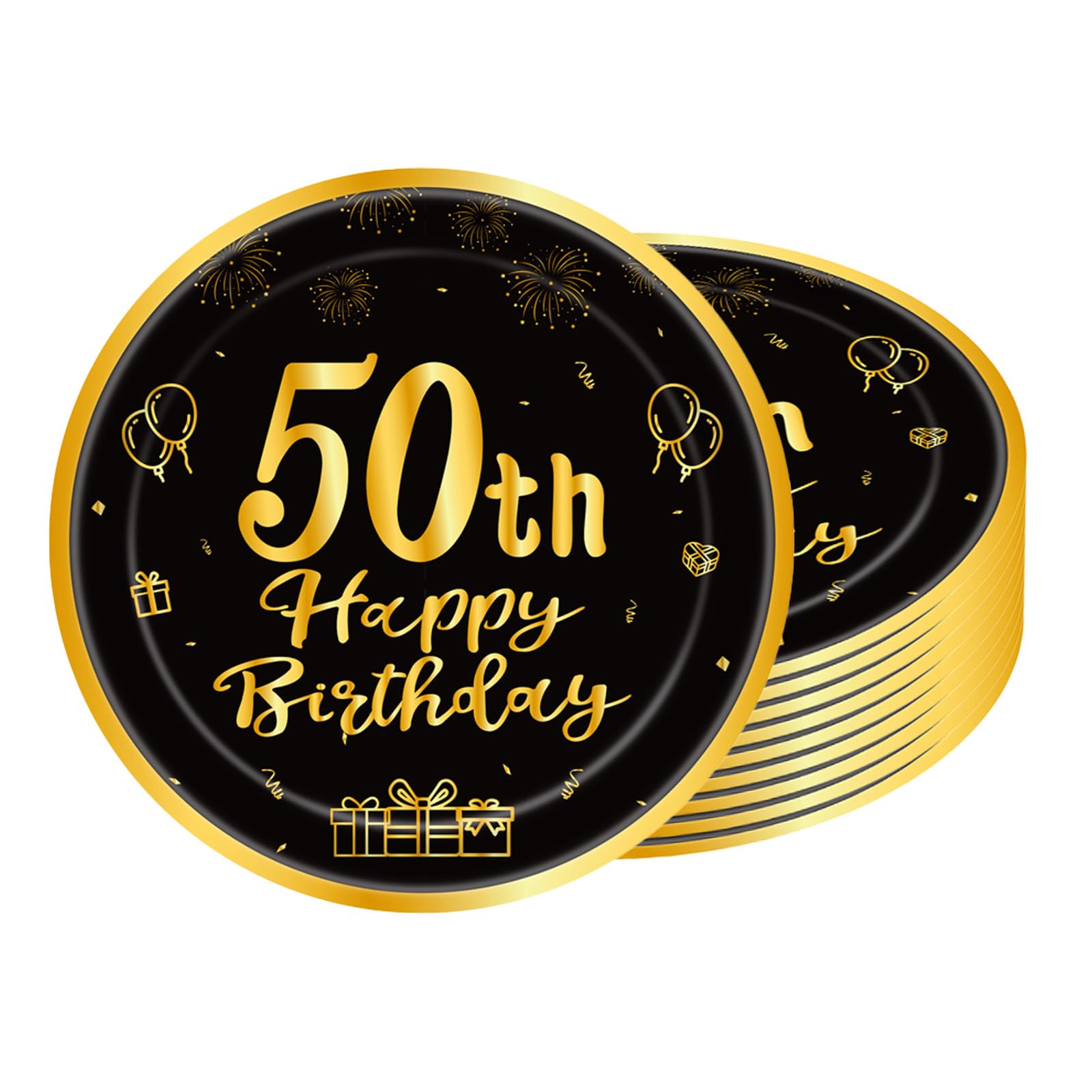 POPOYU 16pcs Black and Gold Paper Plates 60th, Happy Birthday Disposable Tableware Paper Plates 9 Inch,Happy 60th Birthday Decorations Plates for Men,Women,Him,Her 60thBirthday Gifts Party Supplies