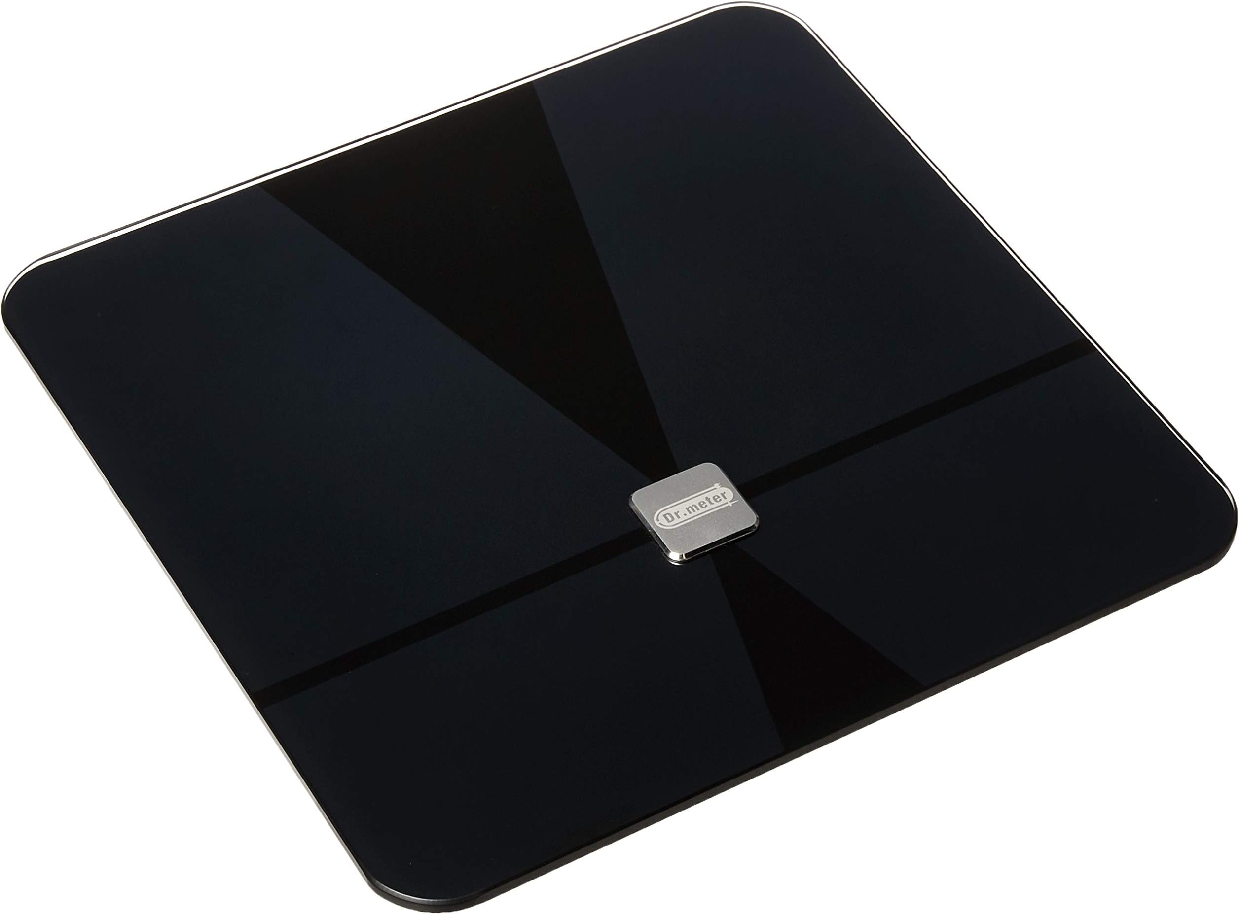 BMI Digital Bluetooth Body Fat Scale, Dr.meter Smart Bathroom Weight Scale Body Composition Analyzer Health Monitor with iOS and Android App, Sensitive ITO Conductive Tempered Glass Surface-Black