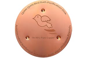 QIANQIAN Bird Bath Copper Disk, Copper Bird Bath Purification Disk, Pure Copper Cleaning Disk with Triple-Point Support for Physical Safe Clean Water All-Season, Universal Fit for Outdoor Bird Baths & Bowls