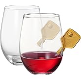 Pickleball Stemless Wine Glasses | Set of 2 | Stuck In The Glass Pickle Ball Paddles Cocktail Glassware, Pickleballs Gift, Crystal Glassware - Gifts Idea for Him, Her, Sport Lover, Housewarming 17.5oz