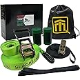 QTM Slackline Kit | 65ft Line with Tree Protectors, Overhead and Arm Training Strap | Drawstring Bag and Instruction Manual | Easy for Beginners, Kids and Adults