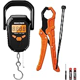 GRAM PRES Fish Scale 110lb/50kg,Digital Fishing Scale with Ruler,Electronic Portable Hanging Luggage Weight Scale with Hook a