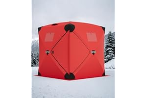 Garvee Pop Up Ice Fishing Tent Insulated Ice Fishing Shelter Portable Hub-Style Shelter Shanty Windproof and Warm, Multiple Sizes for 1 to 8 Person