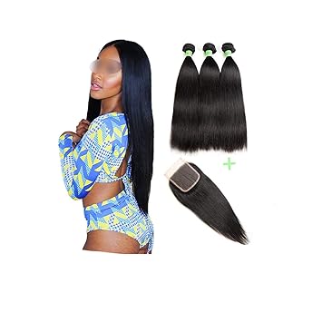 Amazon Com Brazilian Straight Hair Bundles With Closure Hair