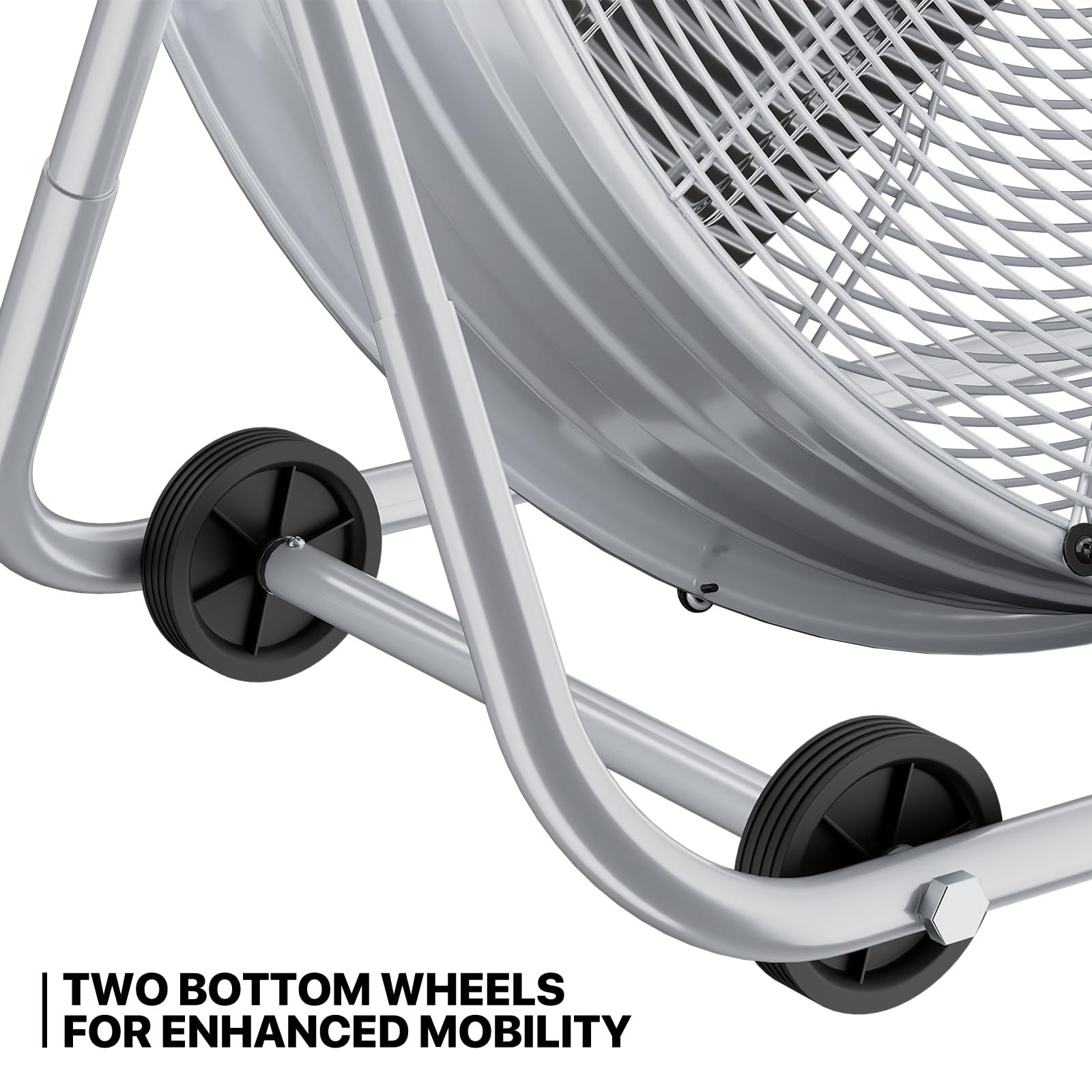 mollie 25 Inch Industrial High Velocity Floor Drum Fan with 3 Speed Heavy Duty Metal Adjustable Tilt Portable Air Circulator for Home Bedroom Garage Commercial Use, 5270 CFM, Silver