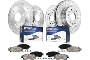 Detroit Axle - Brake Kit for Chevy Silverado Sierra 1500 Tahoe Yukon XL Suburban Escalade Drilled & Slotted Brake Rotors Ceramic Brakes Pads Replacement : 12.99" inch Front & 13.58" inch Rear Rotor