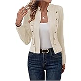 Verdusa Women's Lightweight Faux Suede Jacket Double Breasted Open Front Outerwear Spring Fall Clothes