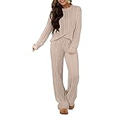 ANRABESS Women's Fuzzy Fleece Pajama Set 2 Piece Outfits Lounge Knit Oversized Sweater Pj Sets 2025 Fall Winter Loungewear