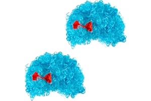 Degpum 2 Pieces Blue Wigs, Blue Afro Wig, Blue Curly Wig, Blue Fuzzy Wig,Funky Blue Thing Wig, Halloween Costume Party Wig