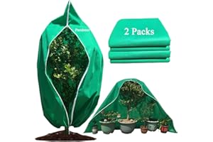 Pasidener Plant Covers Freeze Protection 2 Packs 75" X55" 2.2oz Tree Covers Frost Plant Covers Freeze Cloth for Outdoor Plants with Zipper Drawstring