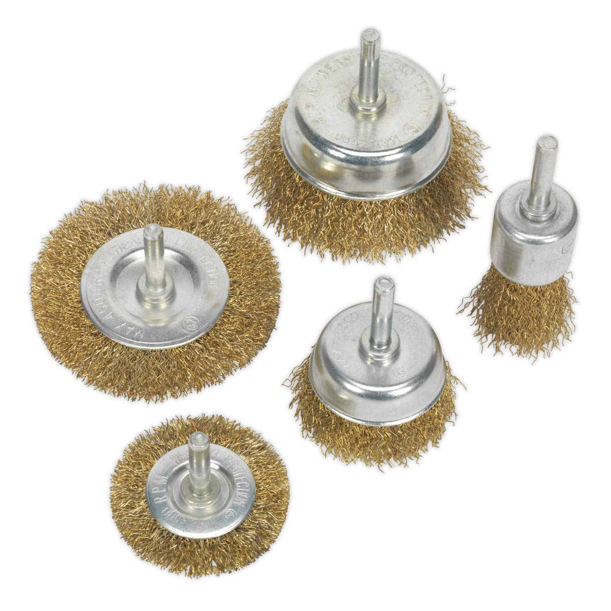 Sealey Bwbs05 Wire Brush Set 5Pc Brassed
