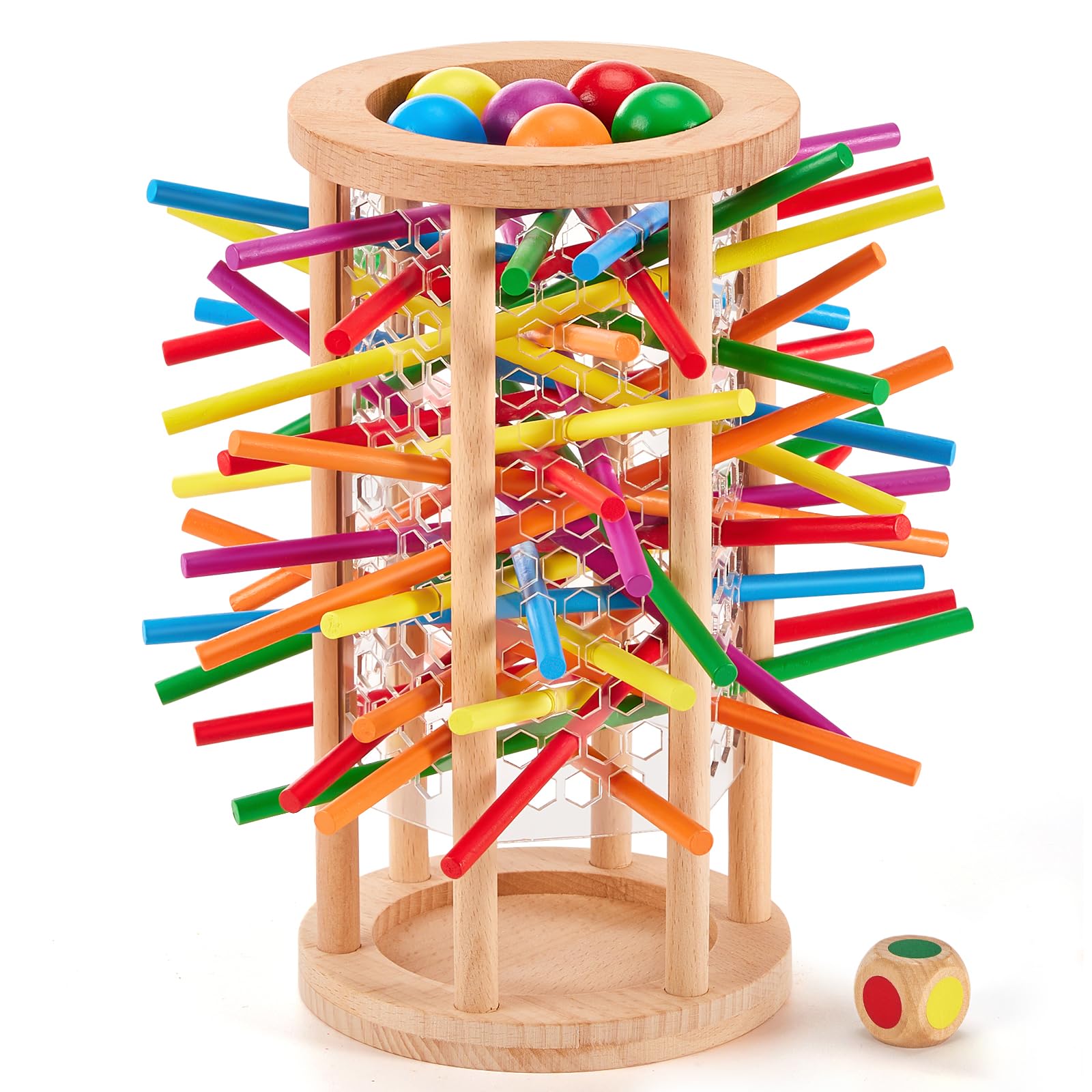 Photo 1 of Centtechi Montessori Wooden Board Game for Kids, 48 Colorful Sticks Math Educational Toys for 3 4 5 6 Year Olds, Classic Fun Family Night, Travel Games for 2-6 Players Gift