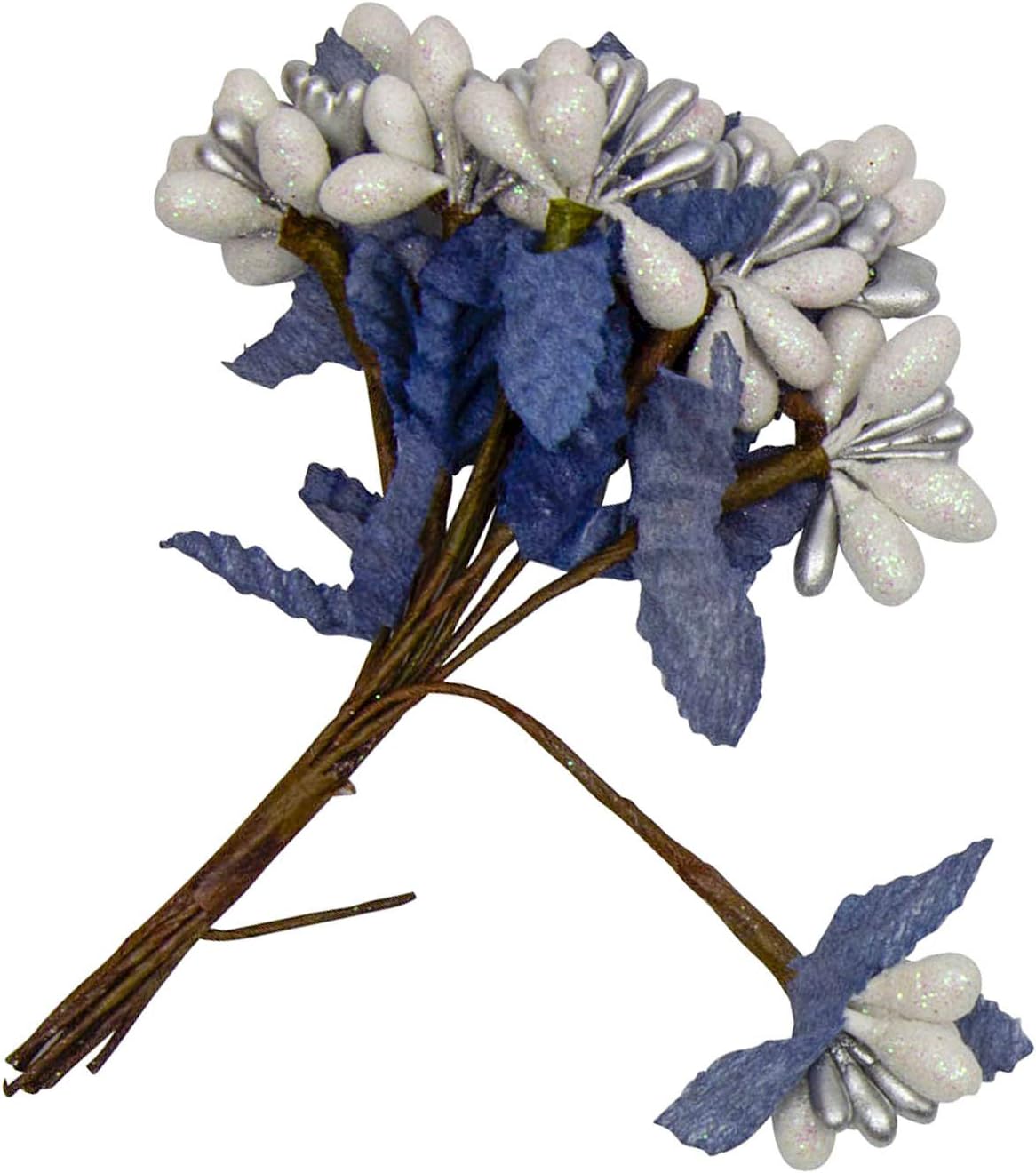 Flower Stamens for Artificial Flower Making Glitter Flower Bud 8 Pieces - White