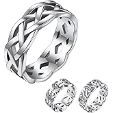 Bestyle Celtic Knot Band Rings for Men Women, Stainless Steel Irish Finger Ring Viking Wedding Bands Jewelry Gift Wedding Promise Gold Silver Black