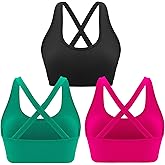 RUNNING GIRL High Impact Sports Bras for Women, High Support Padded Sports Bra Strappy Sports Bras (RG_A_wx2984 BK+P+GN M)