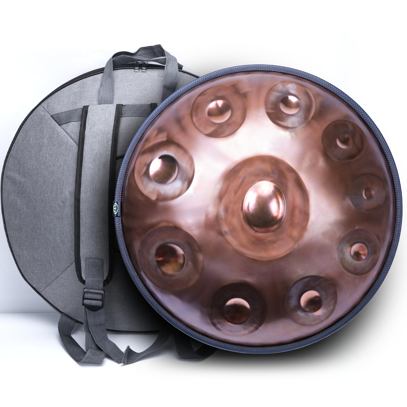 Photo 1 of "SINGOFIRE" New Upgrade Advanced Handpan Drum, Ember Steel Handpan, 10-Notes with Bag, 22-Inch 440Hz D Minor Kurd, Telescopic Drum Stand, Copper Glow Pupil