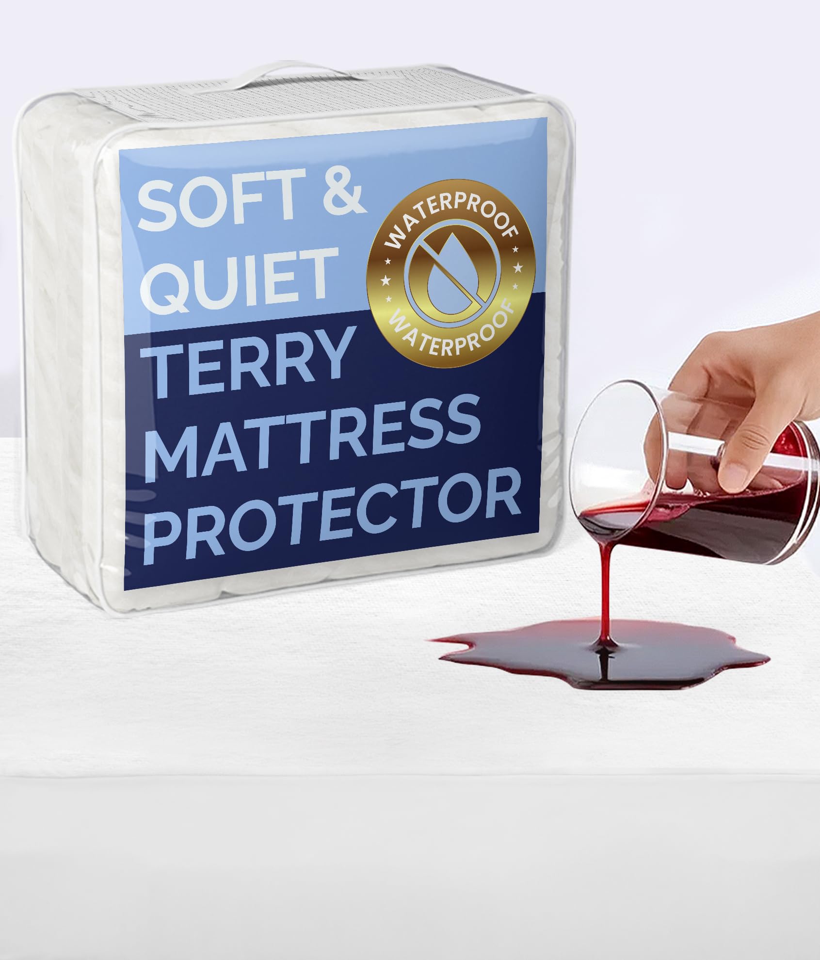 Photo 1 of 100% Waterproof Mattress Protector Or Your Money Back Twin Size-Premium Fitted Terry Cover - Noiseless, Soft & Cooling - Secure Fit up to 16” Deep Pockets -Machine Washable & Wrinkle-Free - White