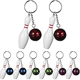 10CS Bowling Pins Keychain: Mini Bowling Ball Keychain Pendants Sport Party Favors Hanging s for Bag Charms Souvenir (Random Color)