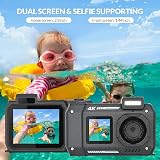 mafiti 4K Underwater Camera 33FT Waterproof Dual Screen 48MP 18x Zoom Black view 4