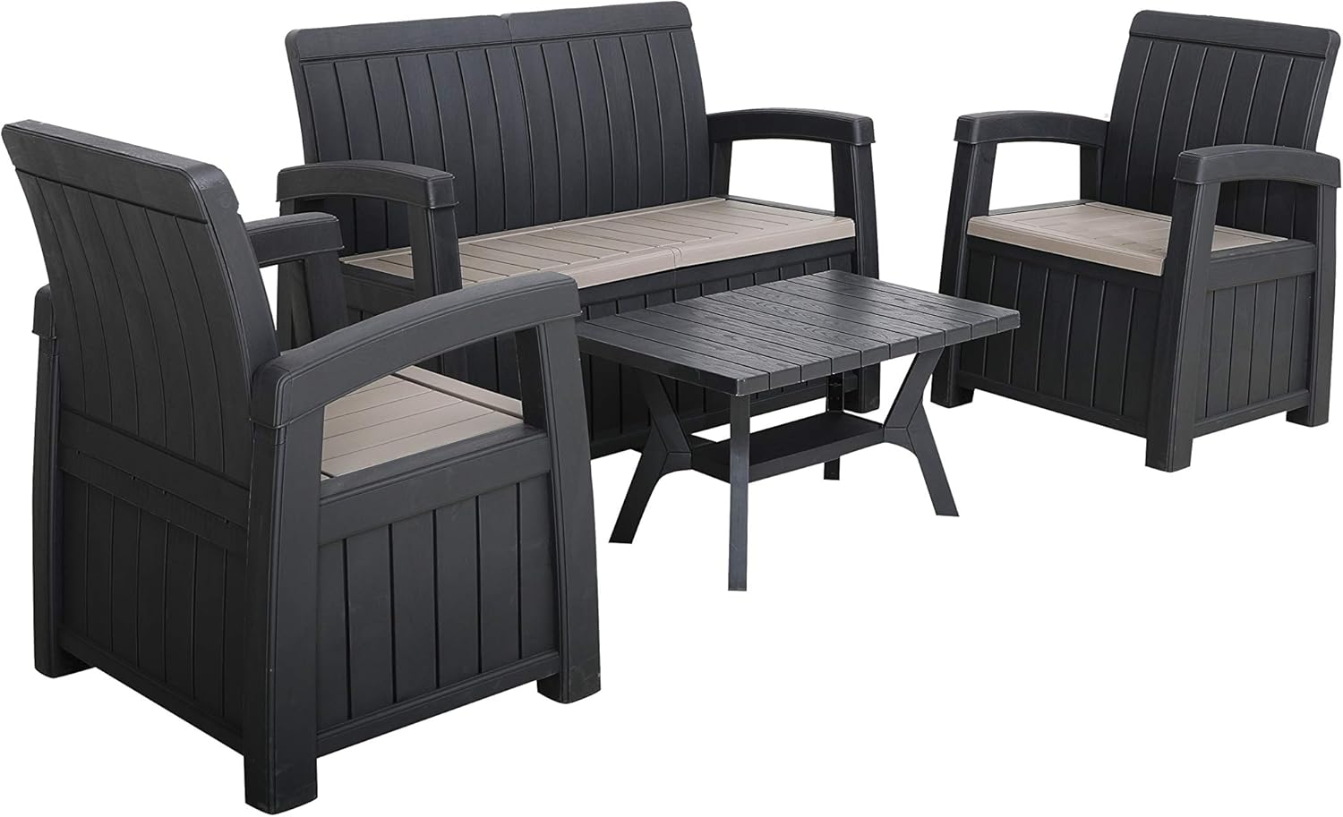 Royalcraft FARO 4 Seater Conversation Set, Black and Grey - Image 3