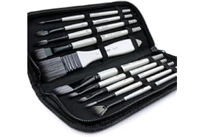 ARTIFY ART SUPPLIES ARTIFY Paint Brush Set, 10 Pieces Paint Brushes for Acrylic Painting with case, Nylon Hair Brushes for Acrylic, Watercolor, Oil and Gouache Painting, White