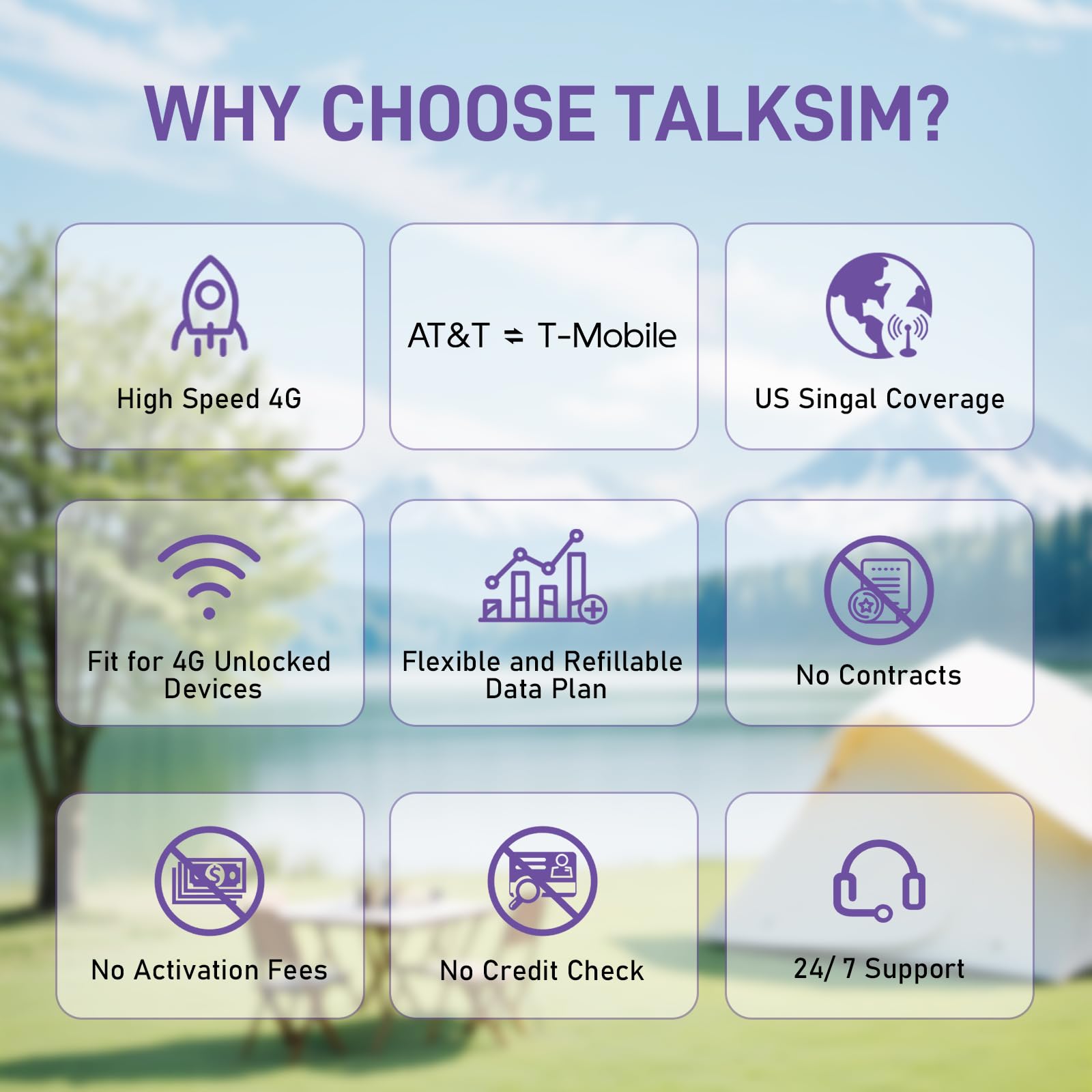 TALKSIM Data SIM Card 24GB for 365Days Support AT&T, T-Mobile, 4G LTE USA SIM Compatible with Unlocked Security Camera/Router/Mobile WiFi Hotspot/Tablet/Hunting Trail Camera iot Devices