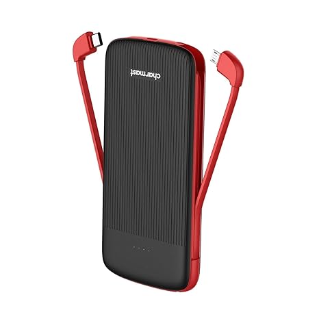 Charmast Powerbank 10000mAh Externer Akku Ladegerät mit Integriertem USB Typ C Micro USB Portable Handy Ladegerät für iPhone 