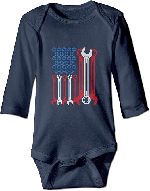 AOTSNUPY American Mechanic USA Flag Unisex Baby Onesie