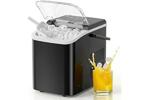 NEWBULIG Ice Makers Countertop with Handle, Portable Ice Machine, 9 Bullet Cubes in 6 Mins, 26lbs in 24Hrs, Auto-Cleaning, with Basket and Scoop, for Home, Kitchen, RV, Camping, Black