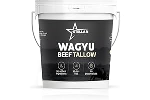 STELLAR CHEMICAL CORP Stellar Wagyu Beef Tallow – Premium 100% Pure Rendered Beef Fat | Grass-Fed, Keto & Paleo Friendly, Gluten-Free, No Preservatives | Perfect for Frying, Cooking, & Skincare (3 lb)