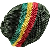 RW Knitted Cotton Classic Rasta Beanie (Olive/Rasta)