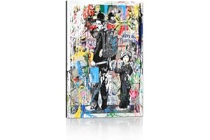 Yatsen Bridge Colorful Charlie Chaplin The Kid Oil Painting Wall Art for Library Wall Decor Banksy Graffiti Art Prints Modern