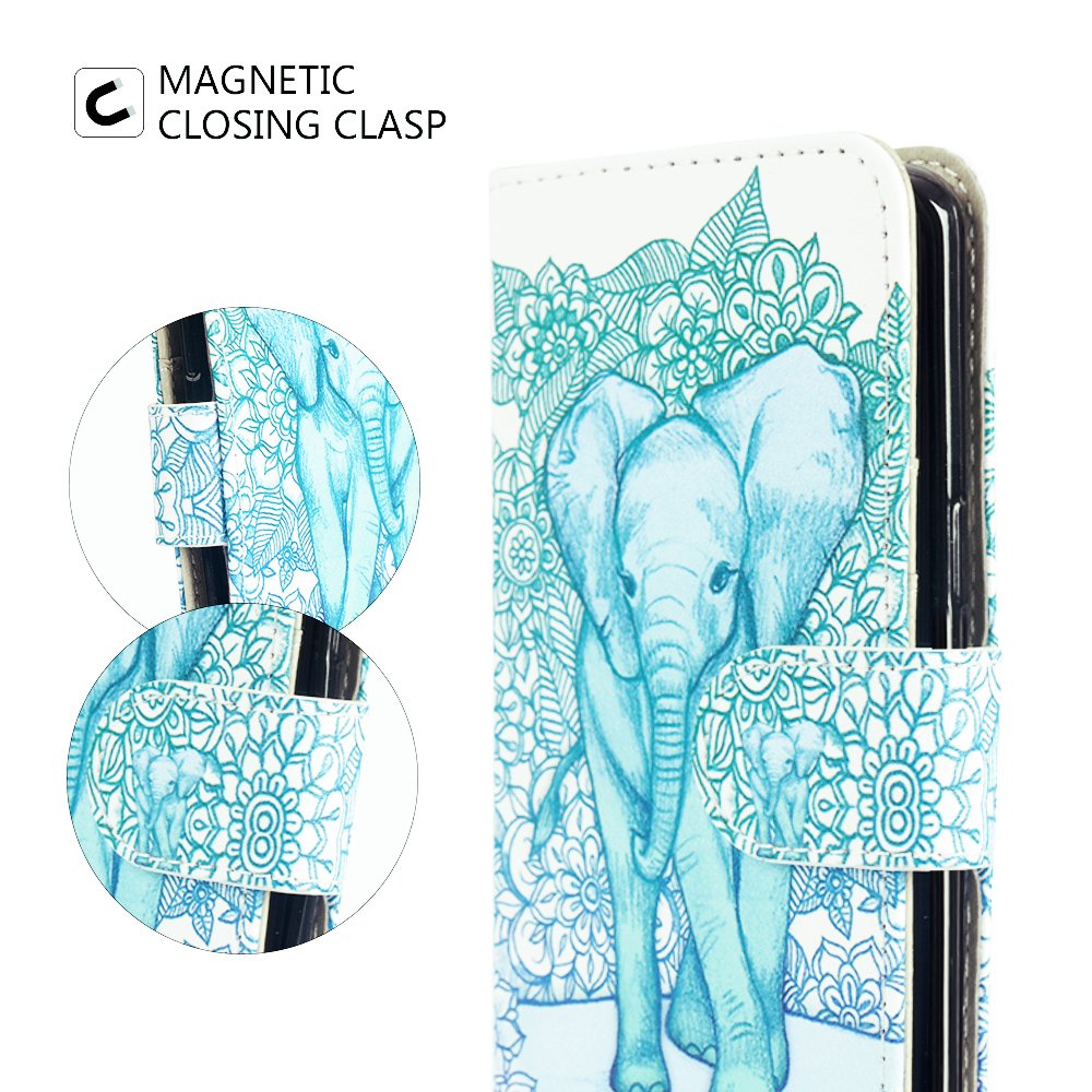 MagicSky iPhone 7/8 Case, iPhone 7/8 Wallet Case Folio Flip Premium PU Leather Case Cover with Card Holder Slot Pockets,Wrist Strap,Magnetic Closure for Apple iPhone 7/8 4.7 Inch, Elephant