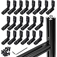 20Pcs 2020 Aluminum Extrusion 20 Series Extruded Aluminum Corner Bracket Connector Black T Slot L-Shape Interior Joint for Aluminum Extrusion Profile Slot Connector Set 6mm with Screws&Wrench