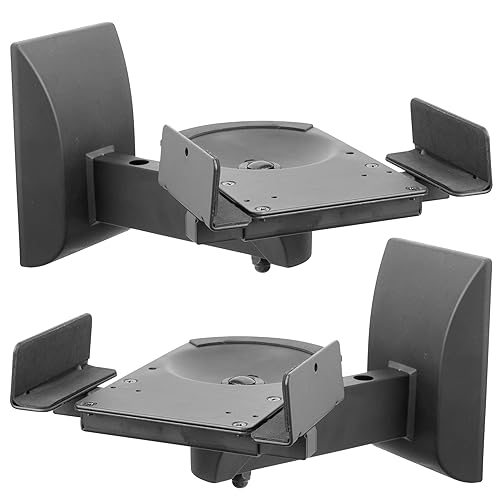 Mount-It! Bookshelf Speaker Wall Mount, Pair of Universal Side Clamping  Speaker Shelf Wall Mounting Brackets for Large or Small Speakers, Full