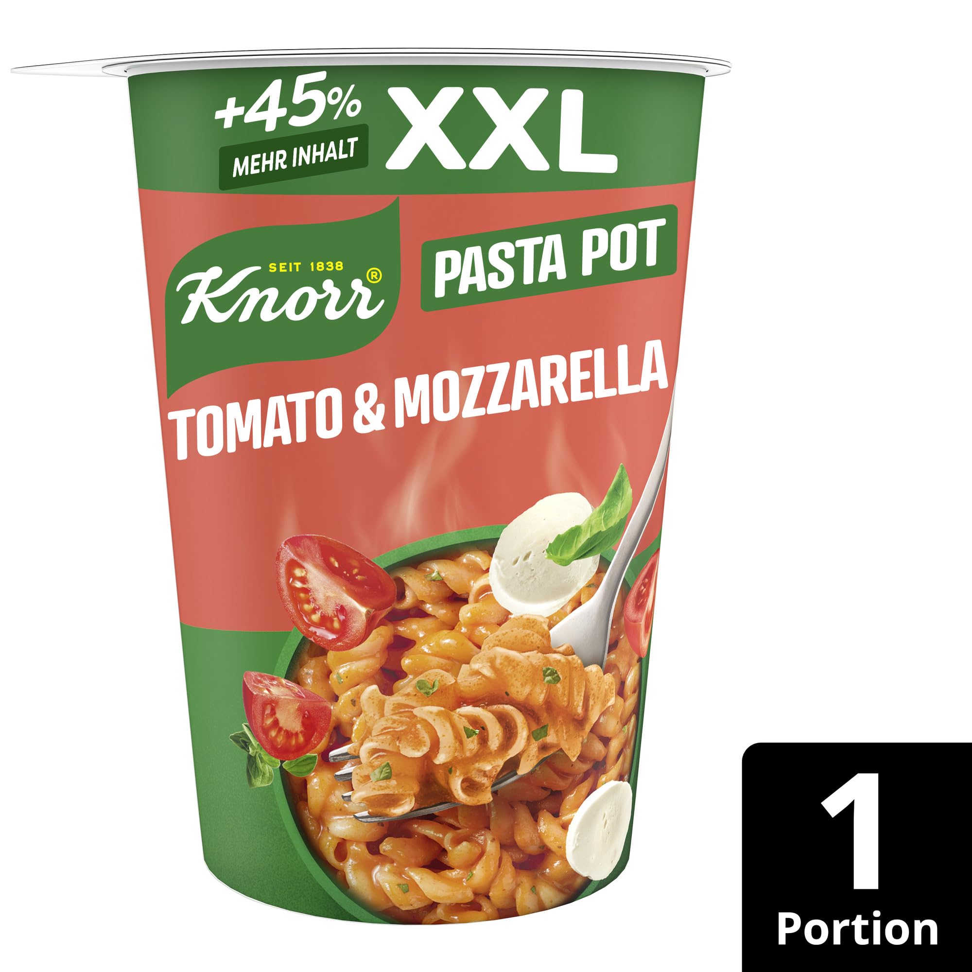 Knorr Tomato & Mozzarella XXL Pasta Pot, leckerer Pasta Snack 8 x 93 g 2