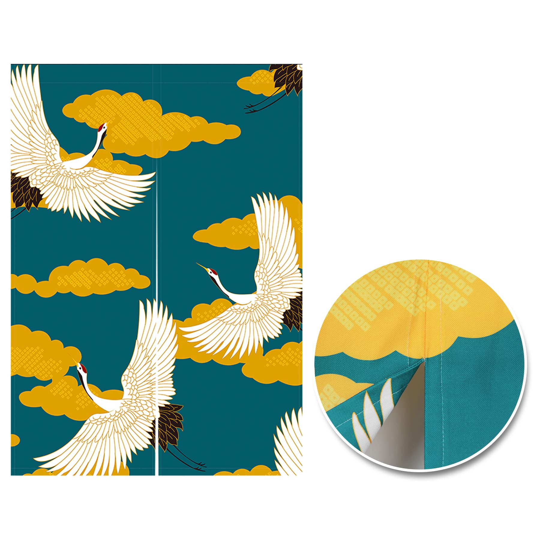 LIGICKY Japanese Noren Doorway Curtain Double Sided Cranes Printed Window Treatment Door Tapestry for Home Kithche Resturant Sushi Decoration 85 x 120 cm (Double Sided)
