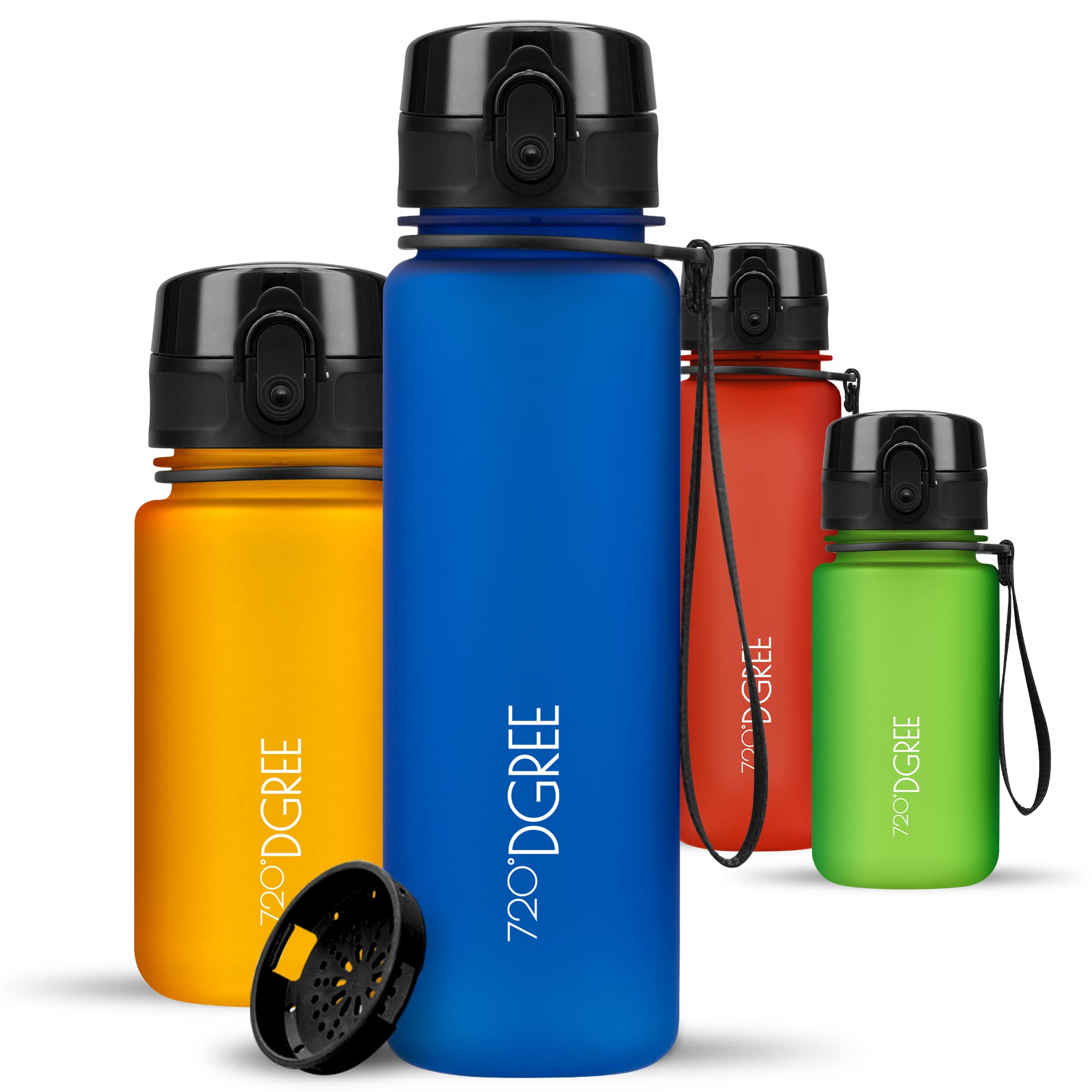 720°DGREE Water Bottle Kids 500ml “uberBottle“ softTouch +Sieve - BPA-Free Tritan, Leakproof, Reusable Drinking Bottle - Waterbottle for Children, School, Playground, Boys, Girls, Handbag, Sport, Bike