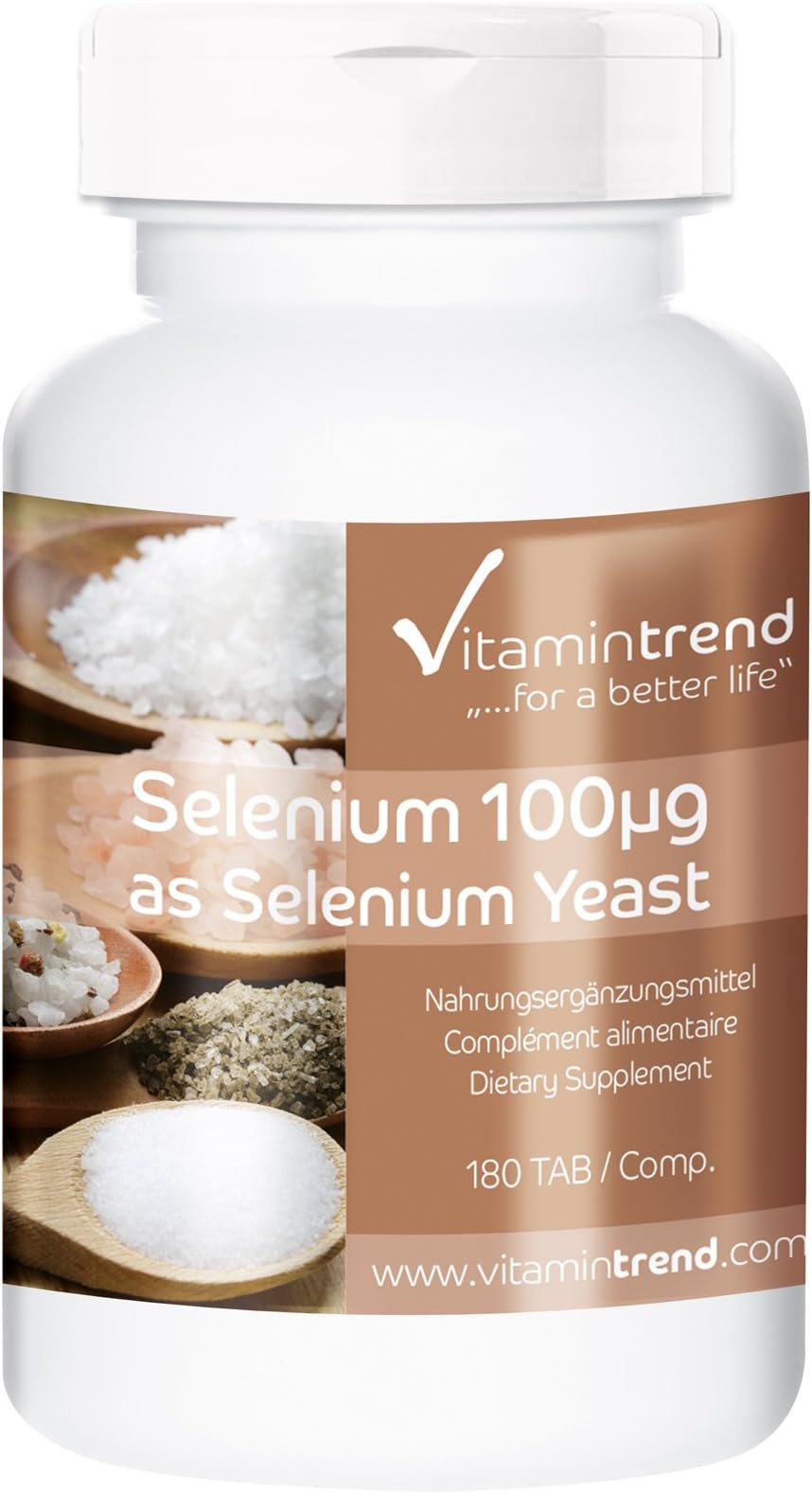 Selenium 100mcg - ! Bulk Pack for 6 Months ! - Vegan - from Selenium Yeast - 180 Tablets | Vitamintrend®