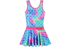 BAOHULU Girls Swimsuit One Piece UPF 50+ Floral Skirted Bathing Suit Modest Beach Swim Dress 3-11 Years