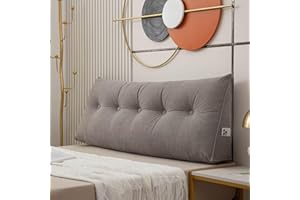 TESICA Dark Grey Headboard Wedge Pillow Large Headboard Pillow Large Wedge Pillow Headboard Soft and Supportive Bed Rest Reading Pillows for Sitting in Bed with Removable Cover
