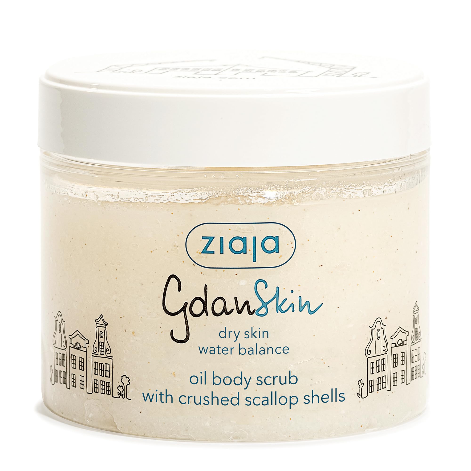 Ziaja Gdanskin Oil Body Scrub, 300 ml, Exfoliating Sugar, Salt & Shell Particles